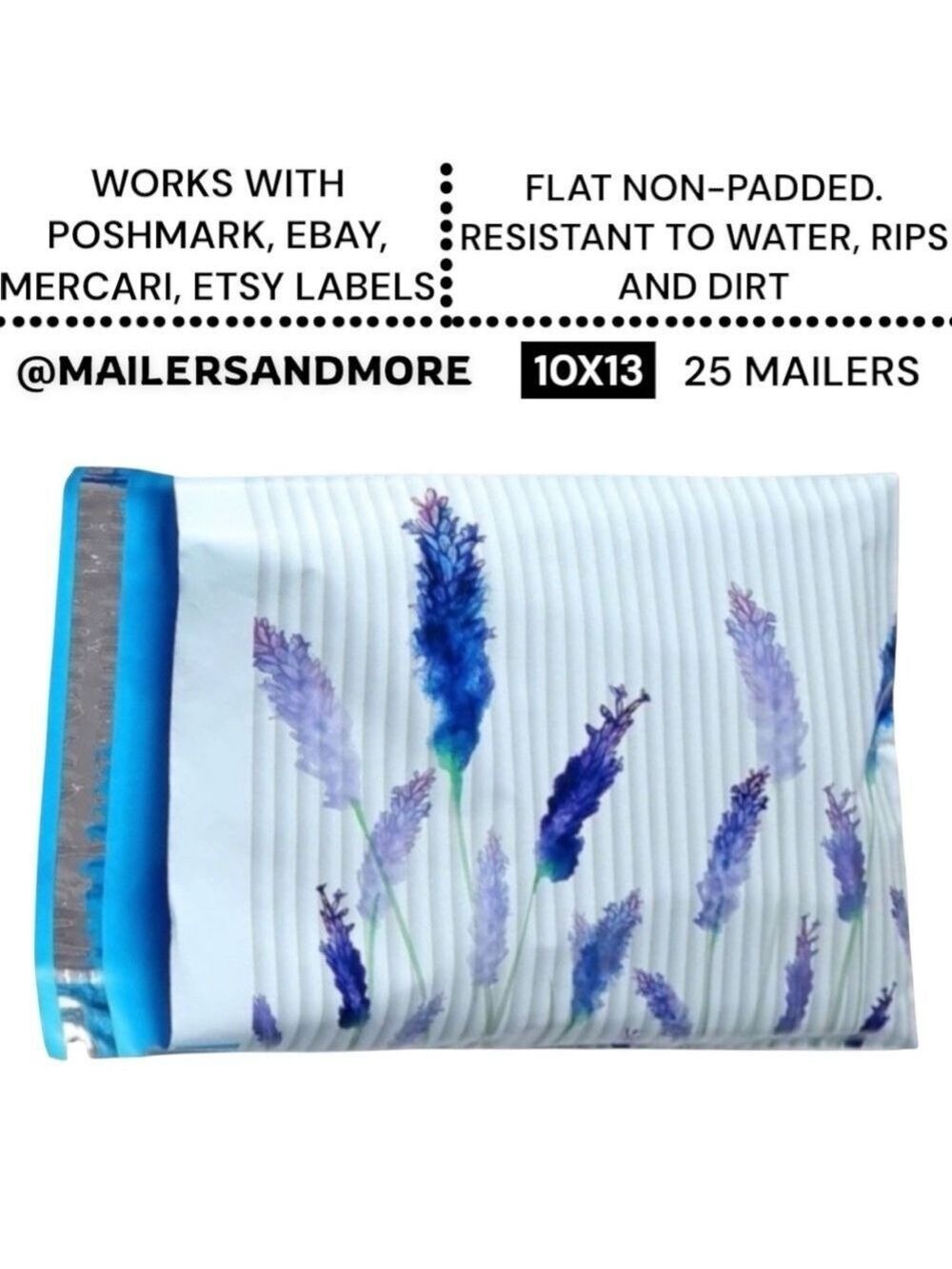 25 10X13 Poly Mailers Lavender Flowers Shipping Envelopes Bags PRICE IS FIRM - Picture 4 of 11